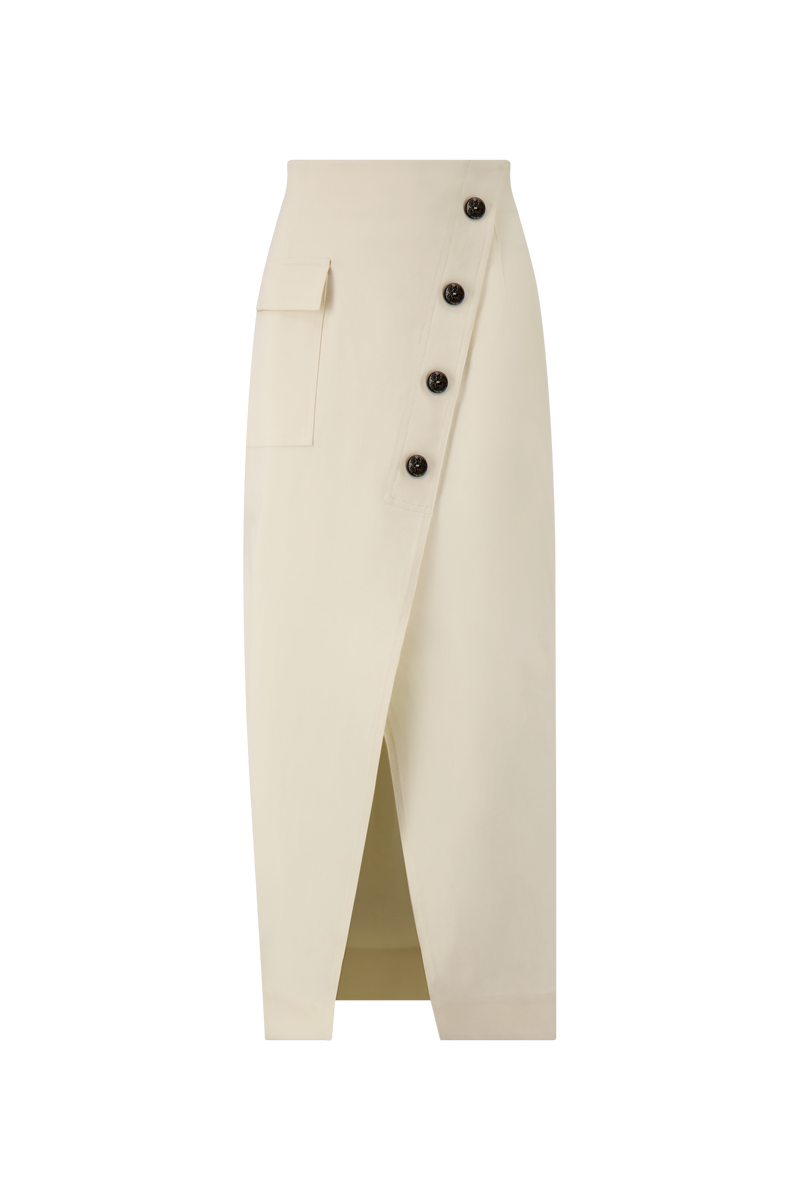 Stretch Cotton Asymmetrical Skirt