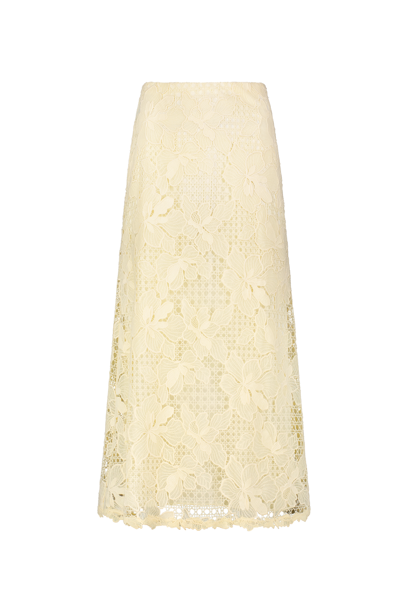 Lattice Guipure Lace Midi Skirt