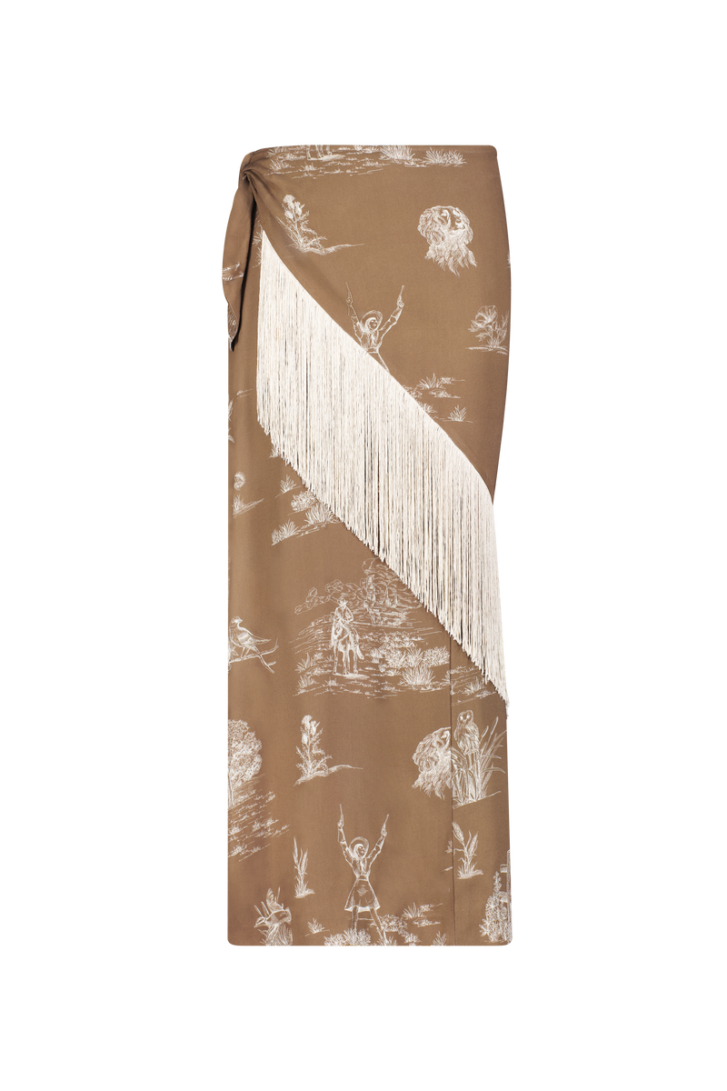 Reyrosa Georgette Fringe Midi Skirt