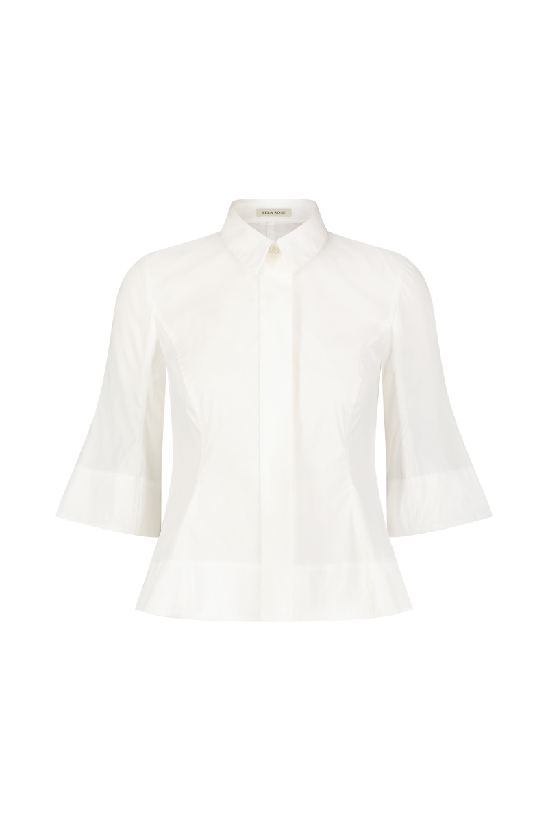 Cotton Poplin Bell Sleeve Top