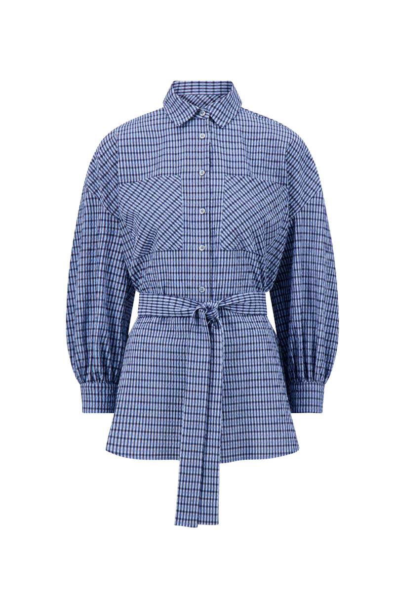 Checked Seersucker Button Down Shirt