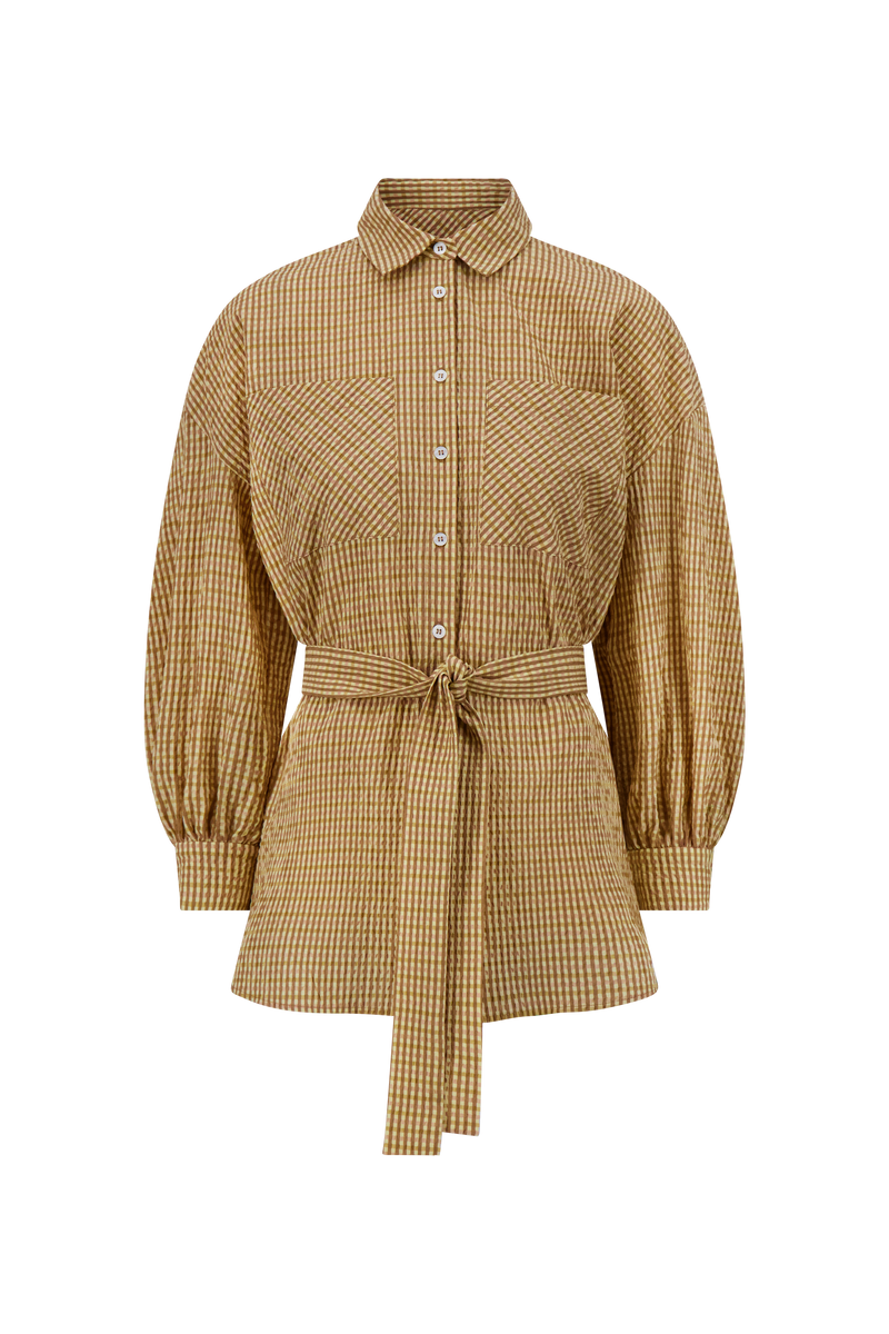 Checked Seersucker Button Down Shirt
