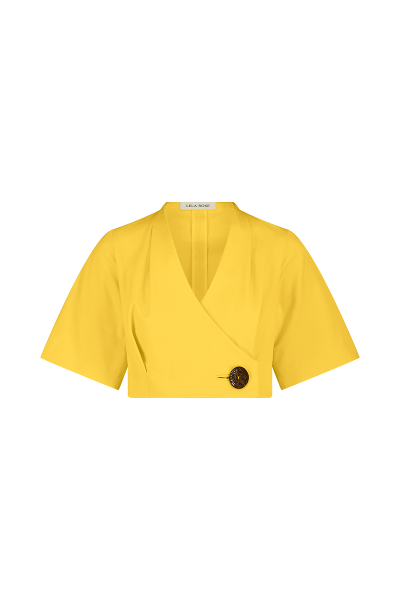 Stretch Cotton Asymmetrical Button Top