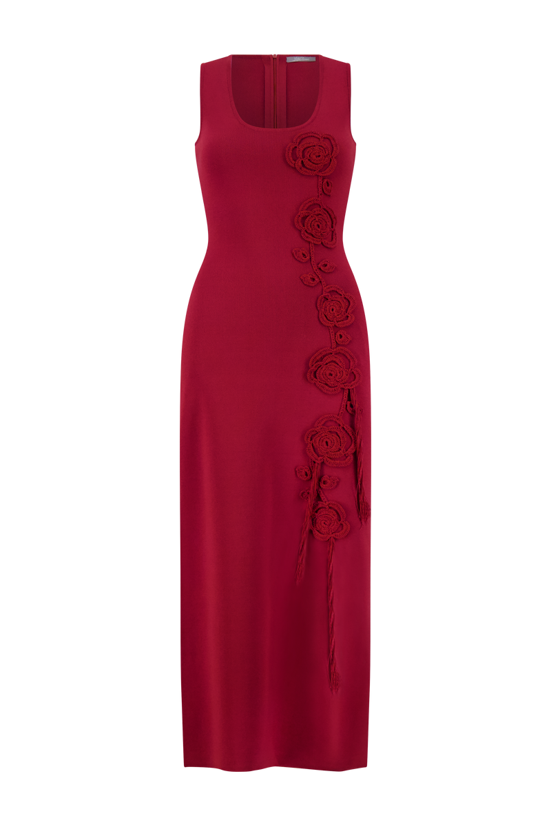 Crochet Applique Knit Dress