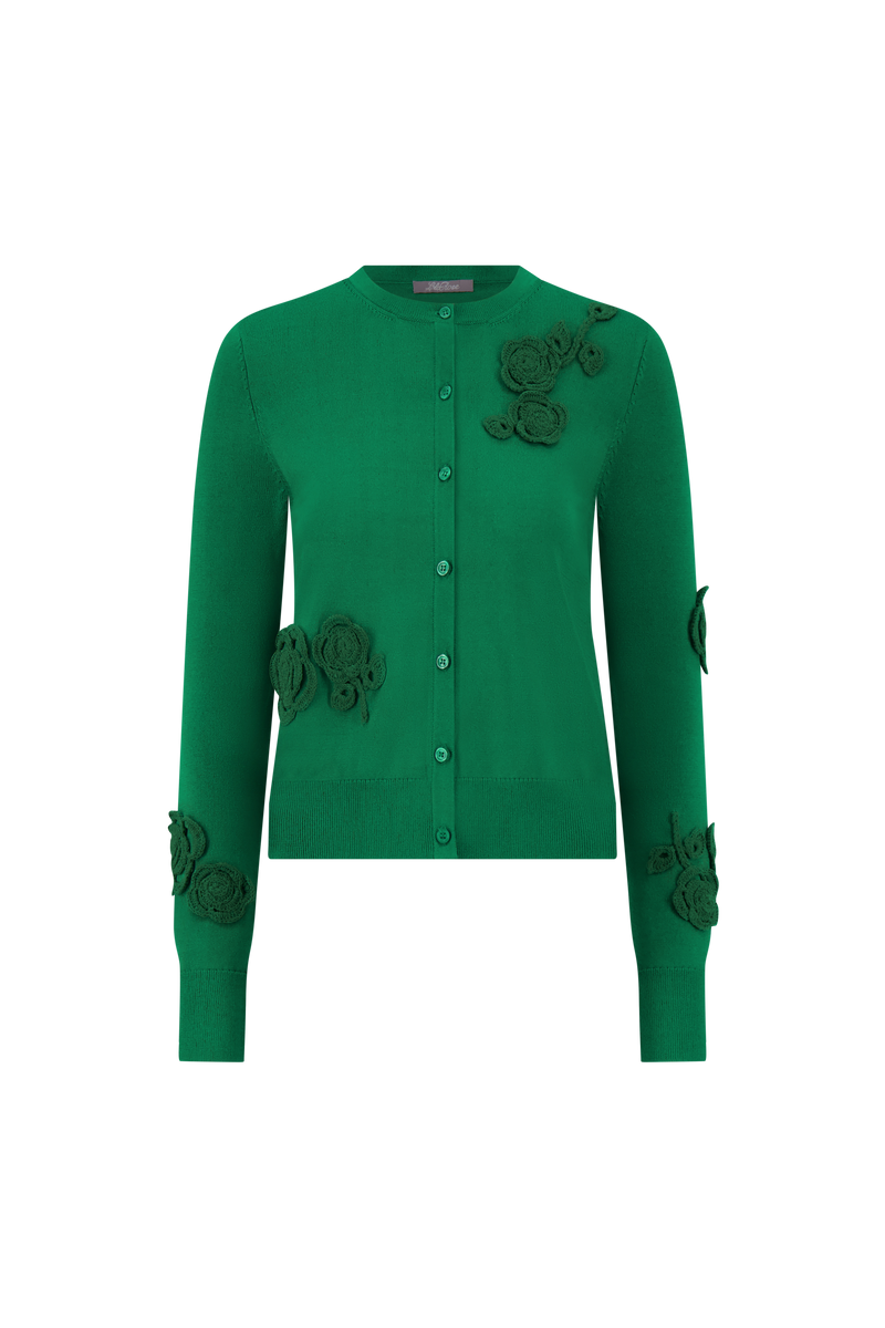 Crochet Applique Knit Cardigan