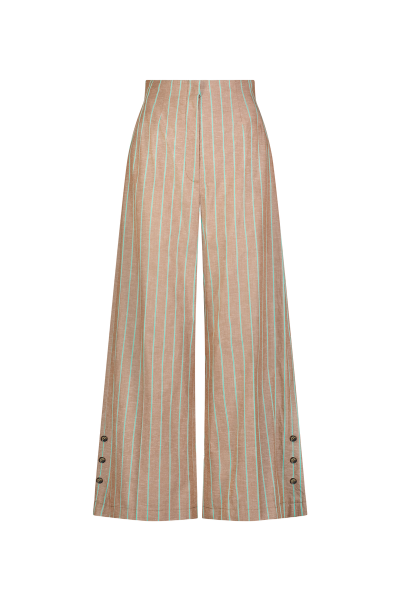 Striped Heathered Cotton Cropped Pant