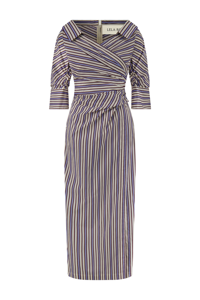 新品未使用 Striped Asymmetrical Shirt Dress/S Striped Cotton Asymmetrical Shirt Dress – Lela Rose