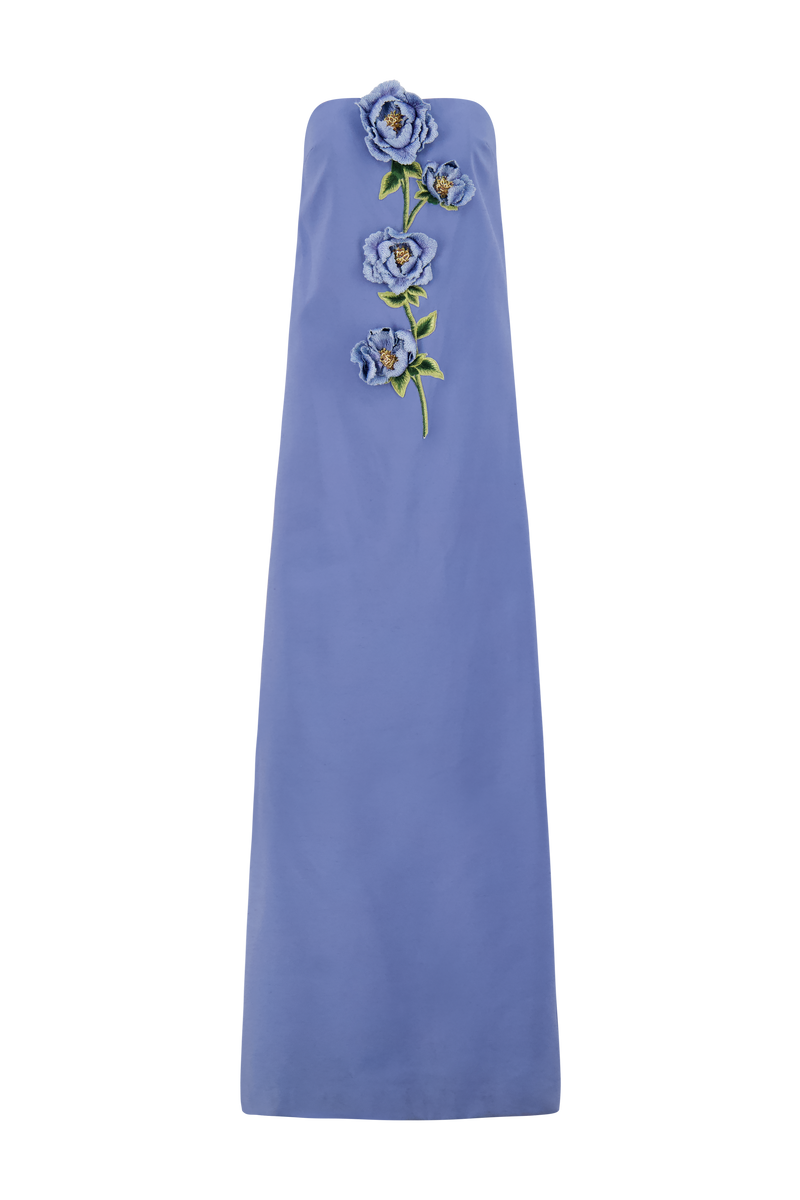 3D Peony Embroidered Faille Gown
