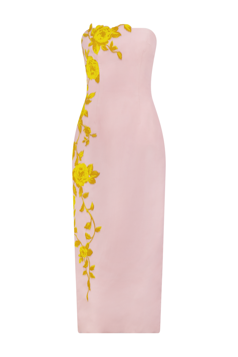 Rose Fil Coupe Strapless Dress