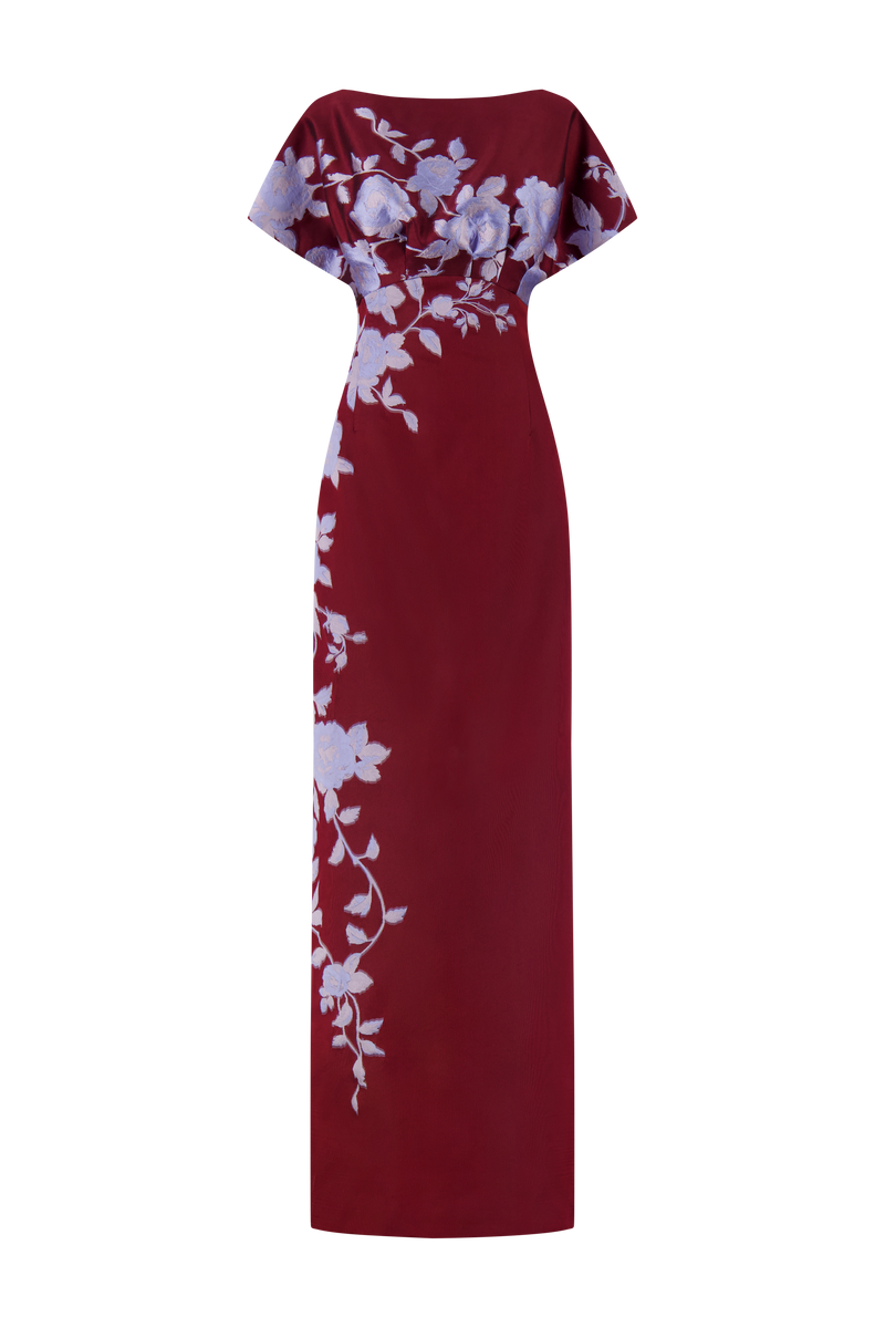 Rose Fil Coupe Column Gown