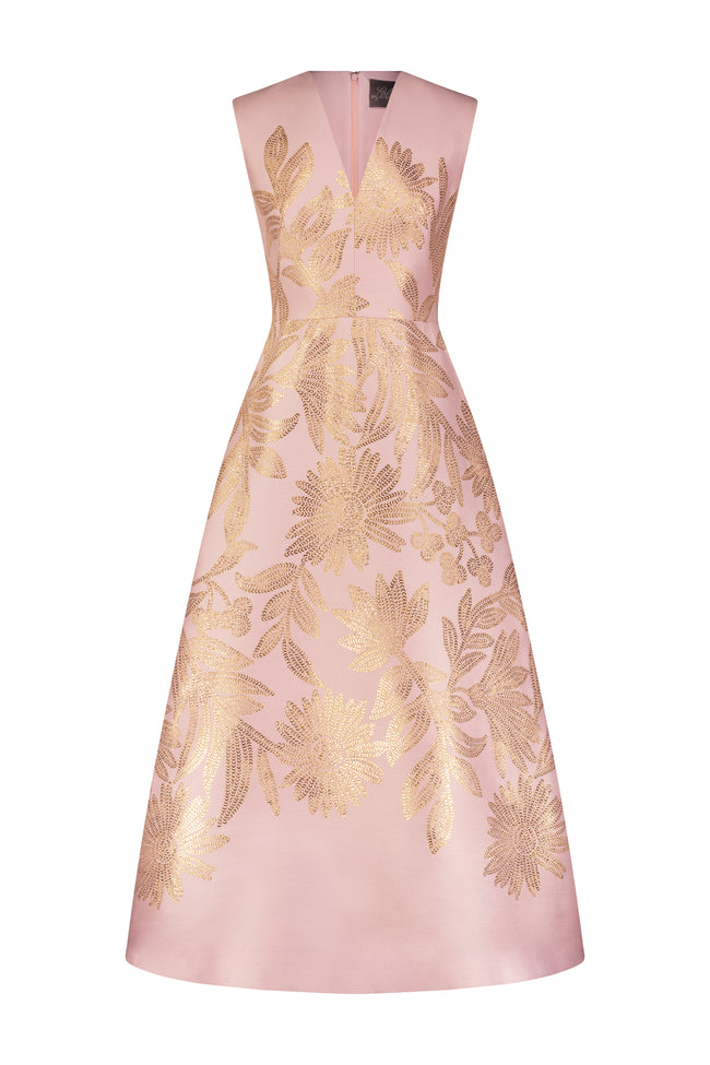 Floral Metallic Jacquard Blair Dress