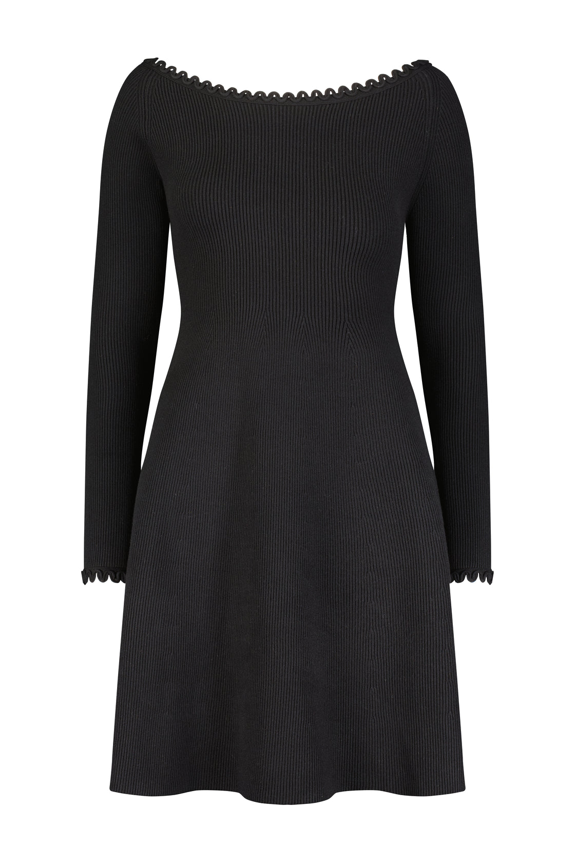 Rib Knit Open Neck Fit and Flare Dress