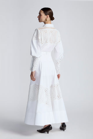 Lace Inset Cotton Poplin Parker Skirt