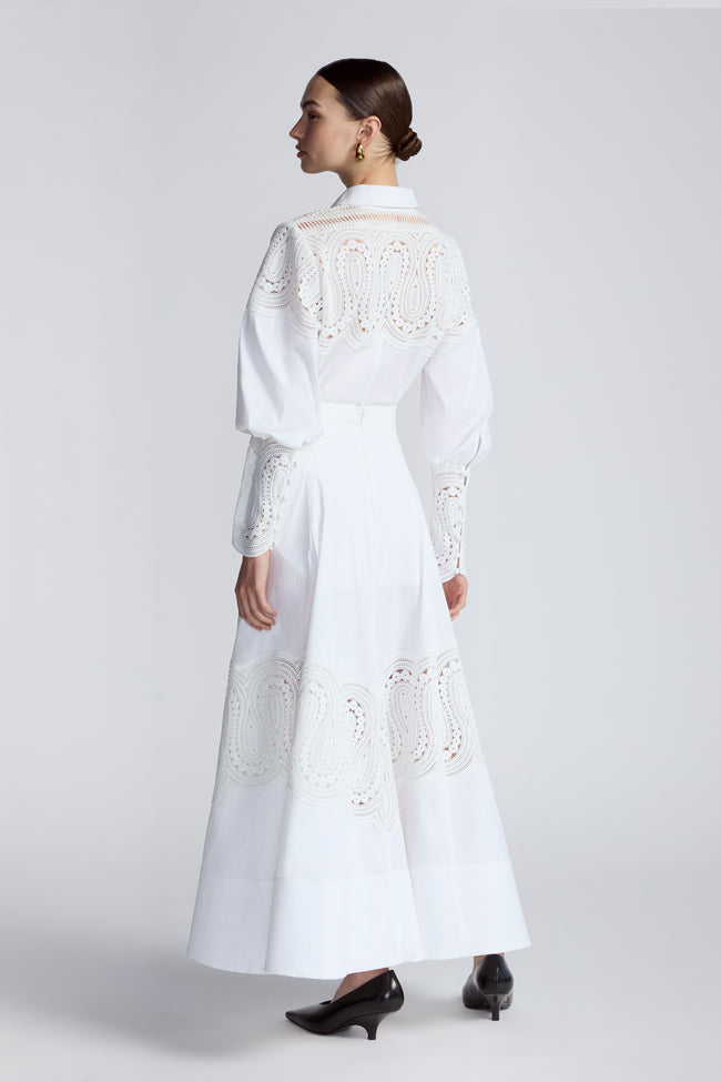 Lace Inset Cotton Poplin Parker Skirt