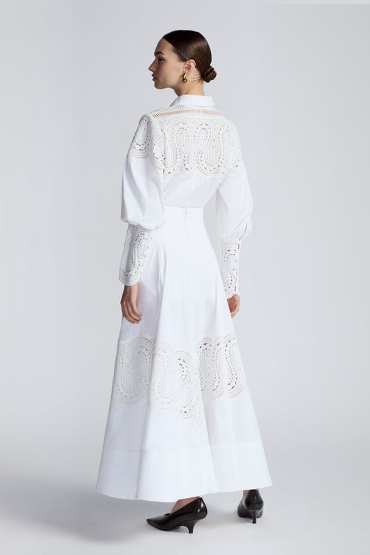 Lace Inset Cotton Poplin Parker Skirt