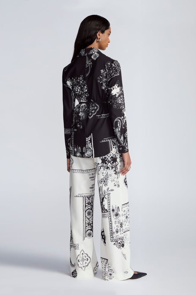 Printed Stretch Crepe Belted Ruby Top
