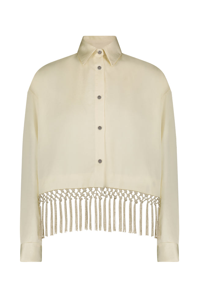 Washed Satin Cropped Button Down