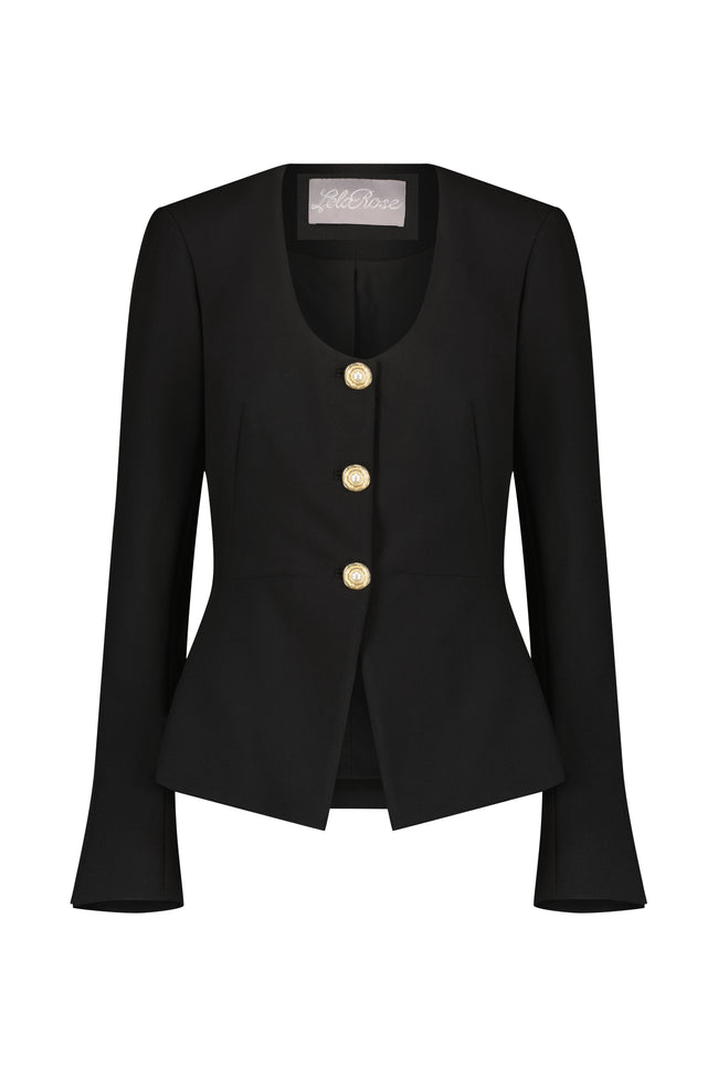 Stretch Twill Button Detail Long Sleeve Top