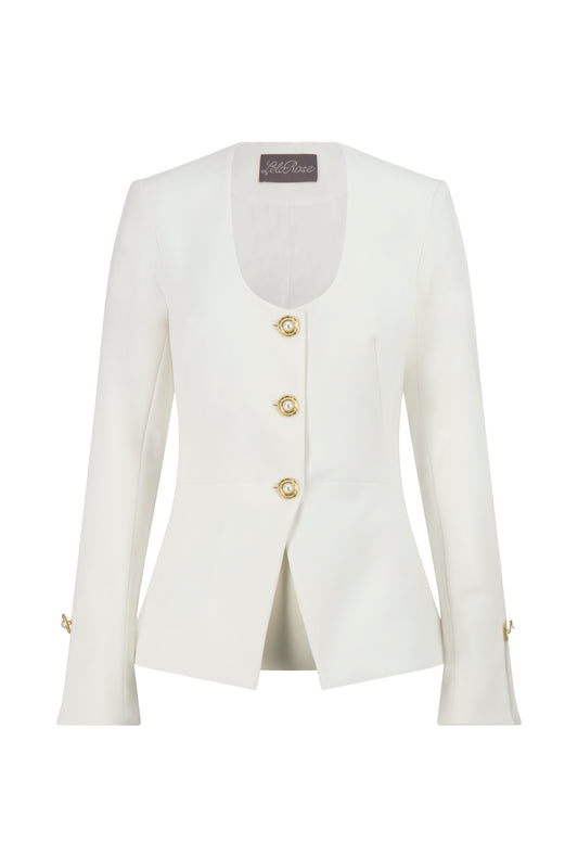 Stretch Twill Button Detail Long Sleeve Top
