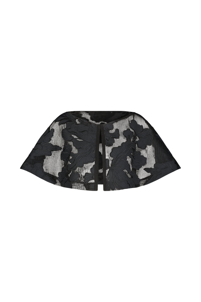 Floral Embroidered Lace Reversible Capelet