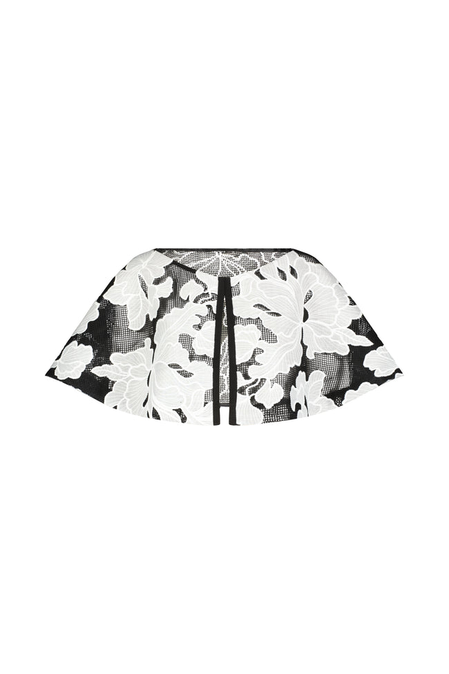 Floral Embroidered Lace Reversible Capelet