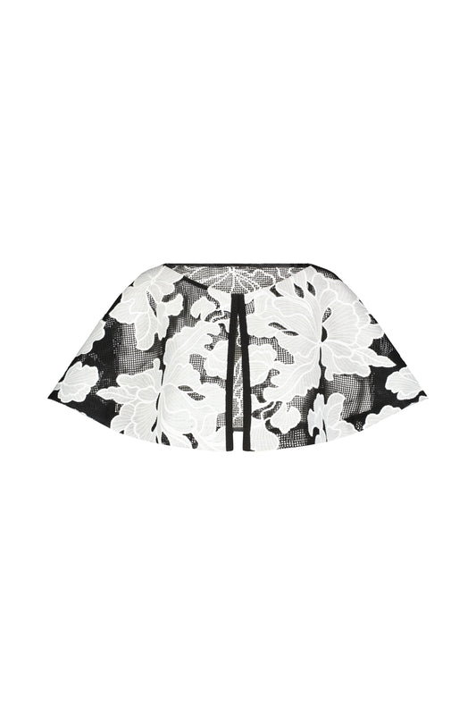 Floral Embroidered Lace Reversible Capelet