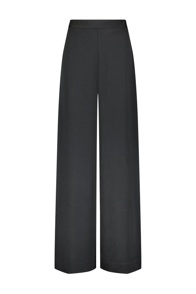 Washed Satin Side Zip Wide Leg Pant