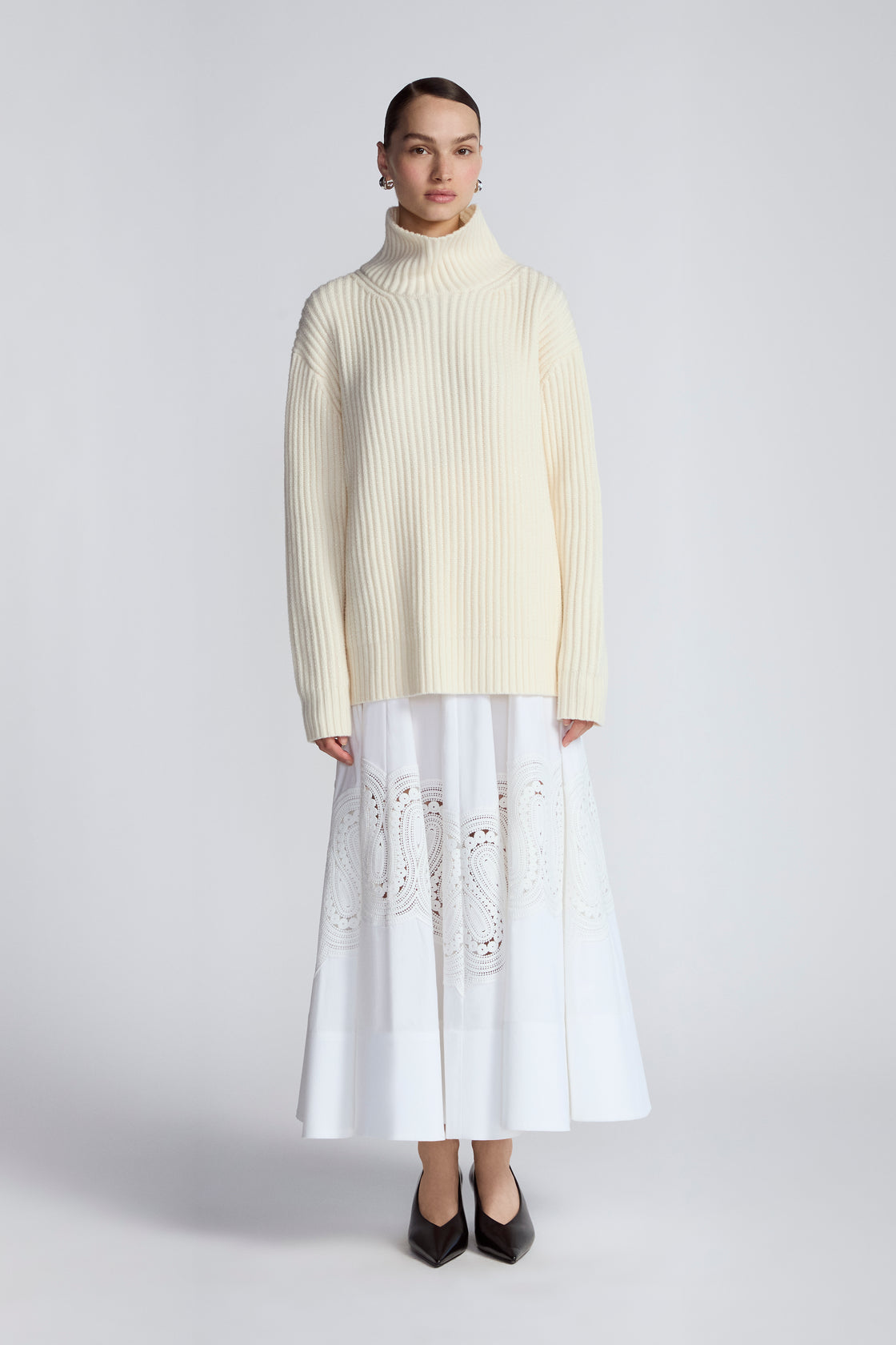 Rhinestone Knit Turtleneck Pullover