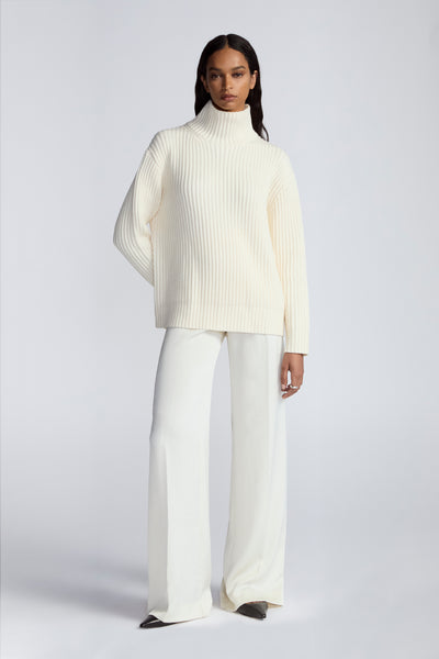 Washed Satin Side Zip Wide Leg Pant