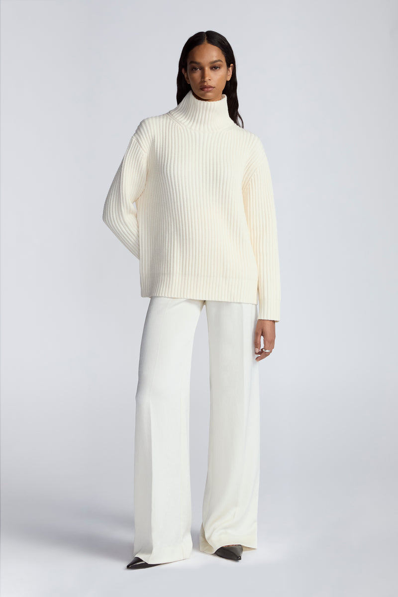 Washed Satin Side Zip Wide Leg Pant