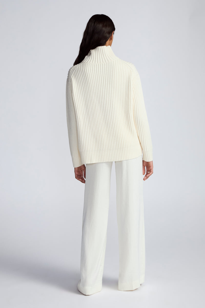 Washed Satin Side Zip Wide Leg Pant