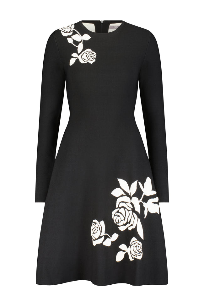 Knit Rose Jacquard Mini Dress