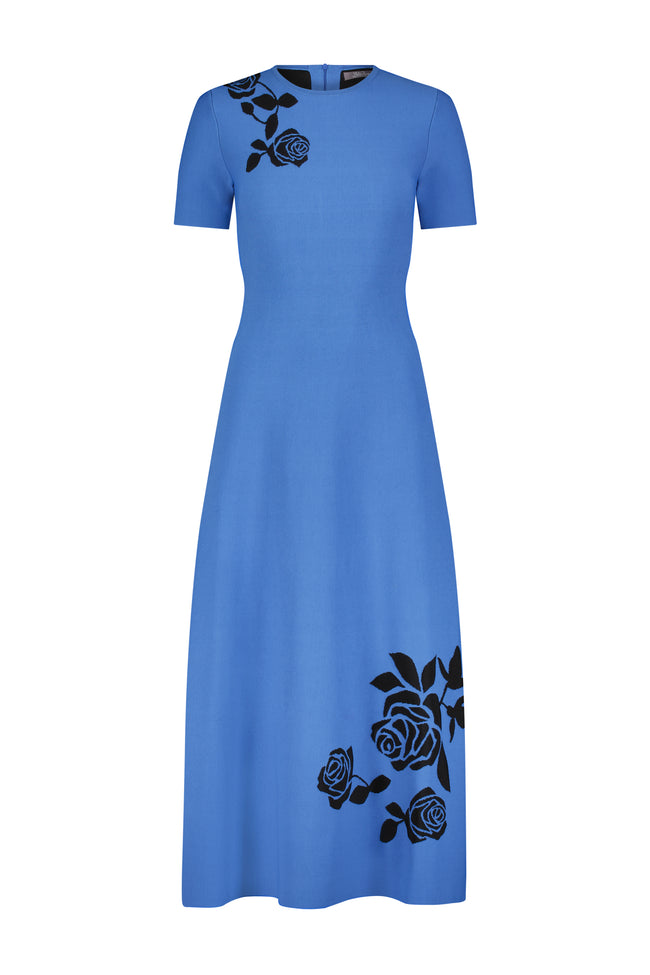 Rose Jacquard Knit Midi Dress