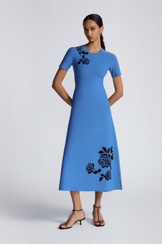 Rose Jacquard Knit Midi Dress