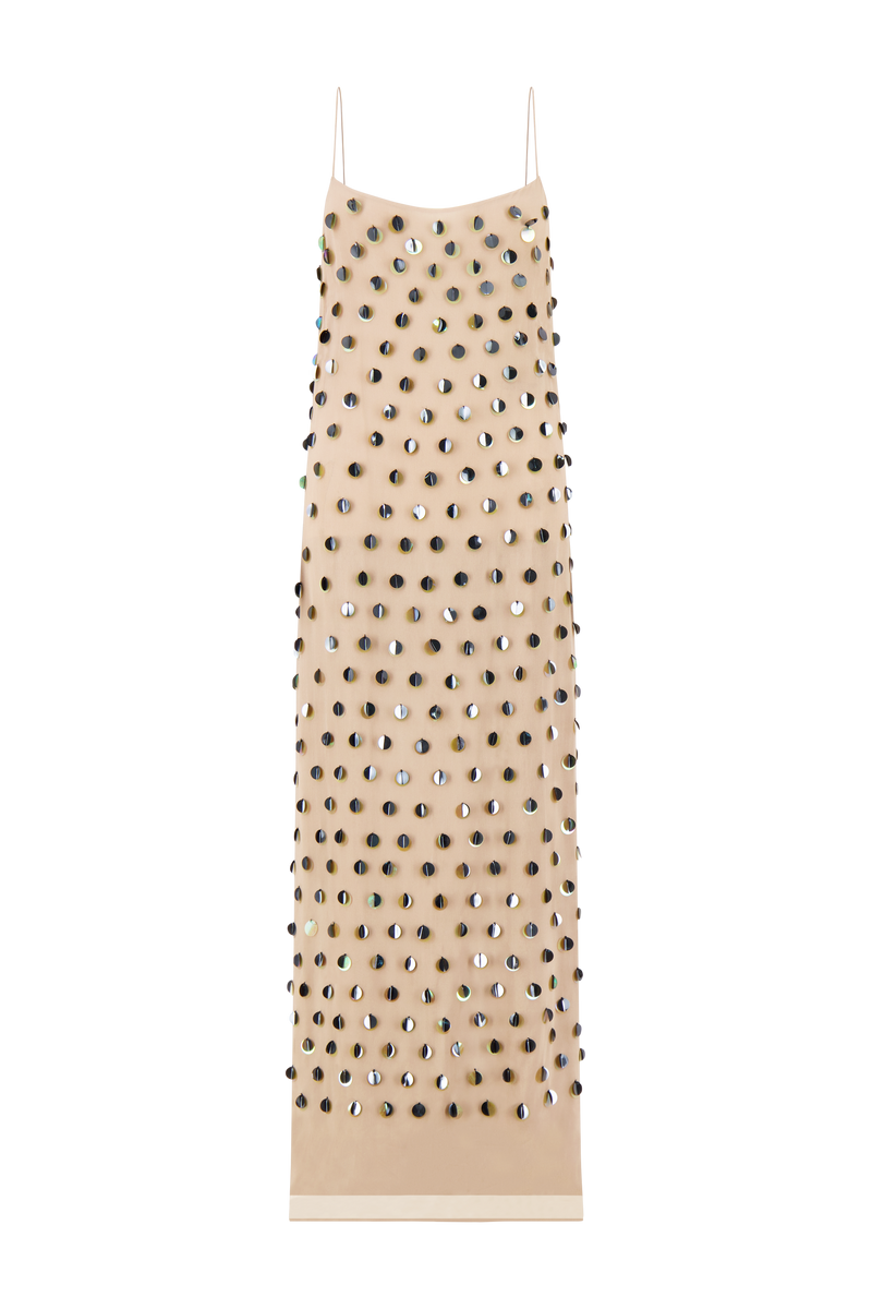 Paillette Embroidered Georgette Slip Dress
