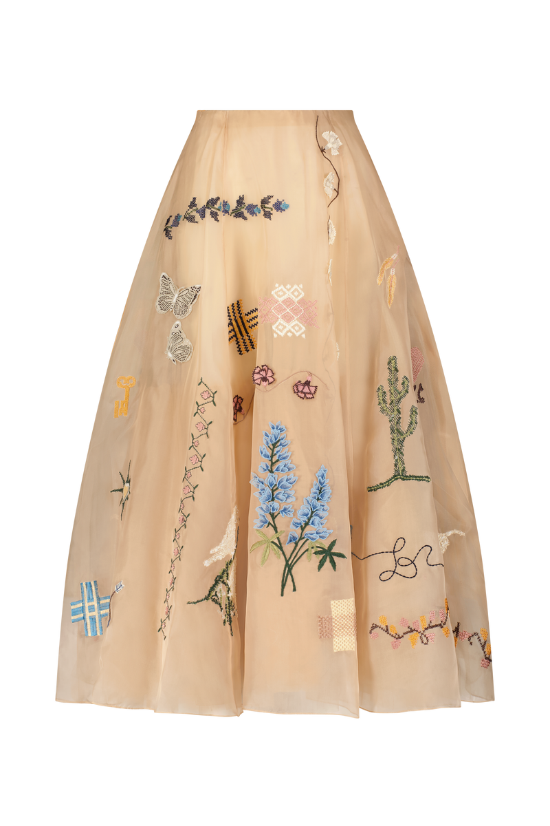 Sampler Embroidered Tulle Skirt
