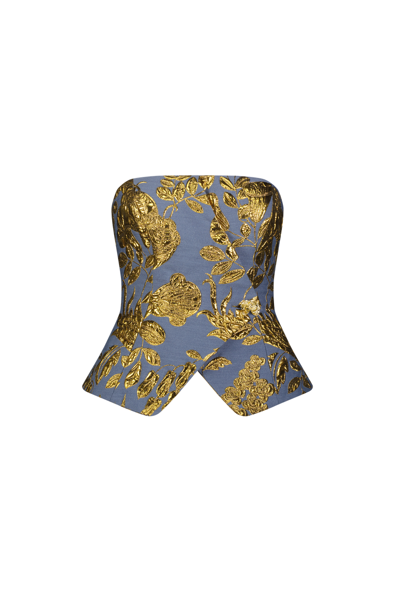 Floral Fil Coupe Strapless Top