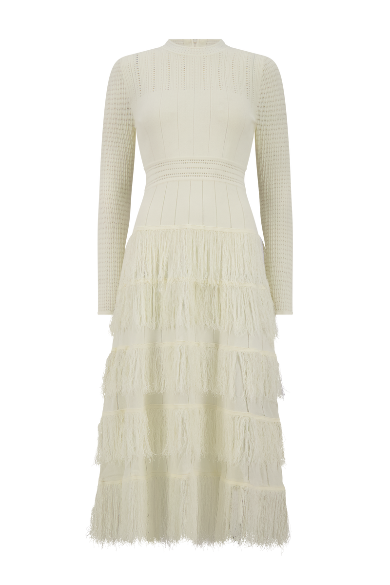 Fringe Detail Knit Piper Dress