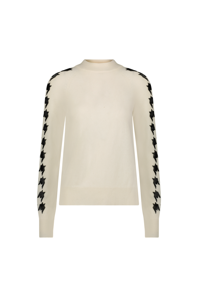Beaded Houndstooth Pullover