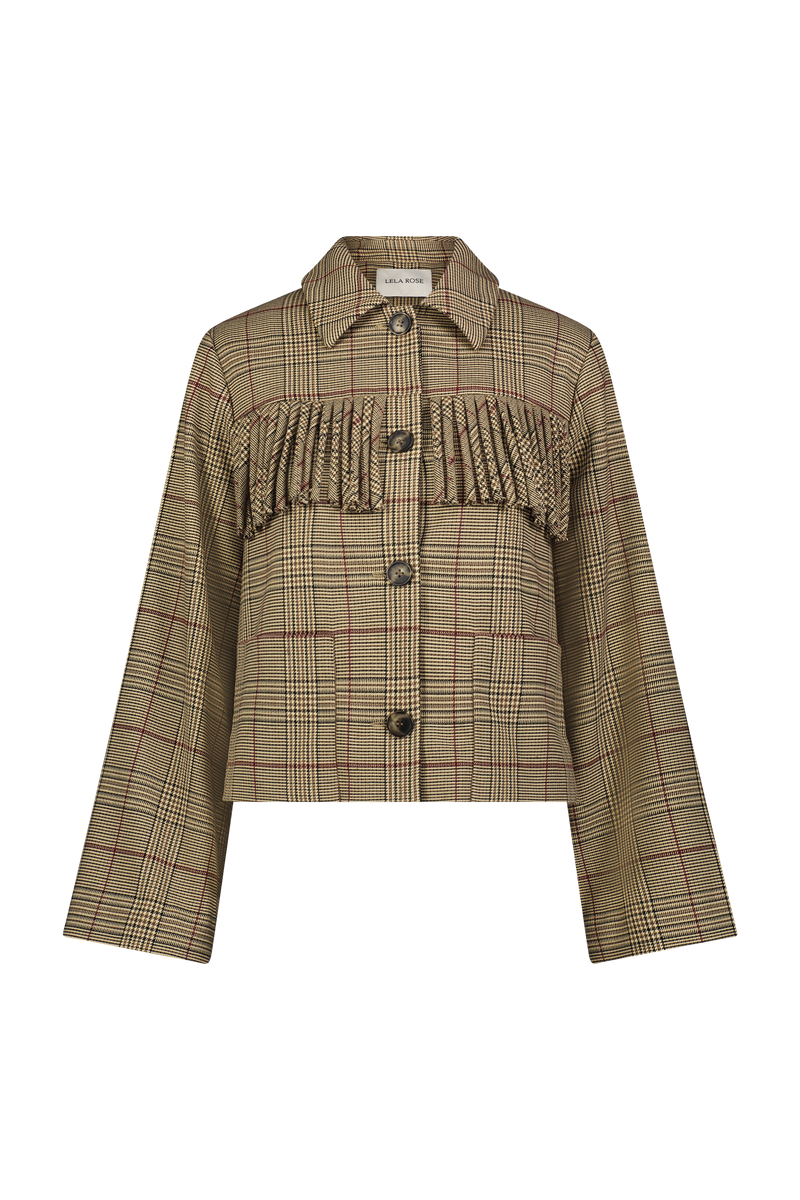 Stretch Houndstooth Fringe Jacket