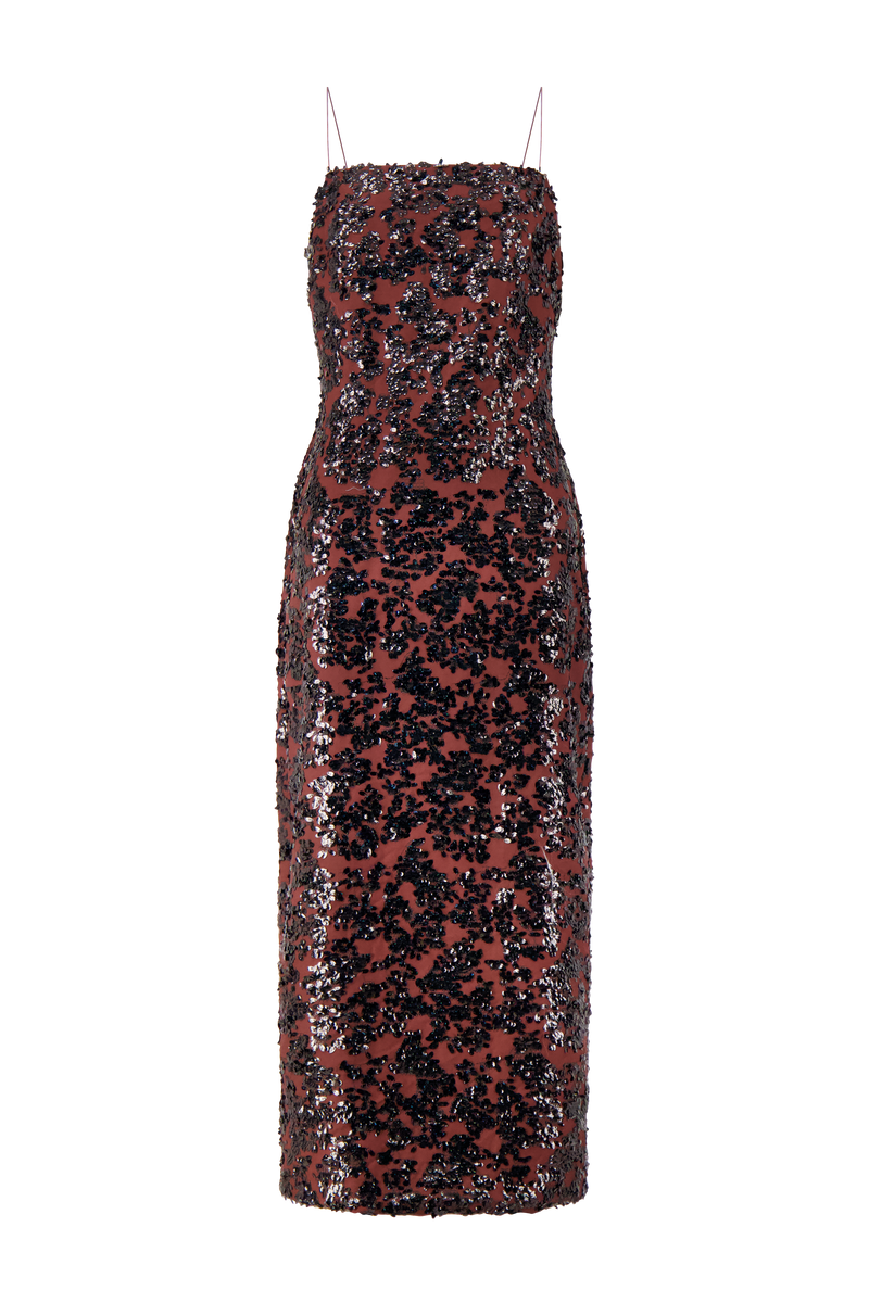 Sequin Embroidered Twill Slip Dress