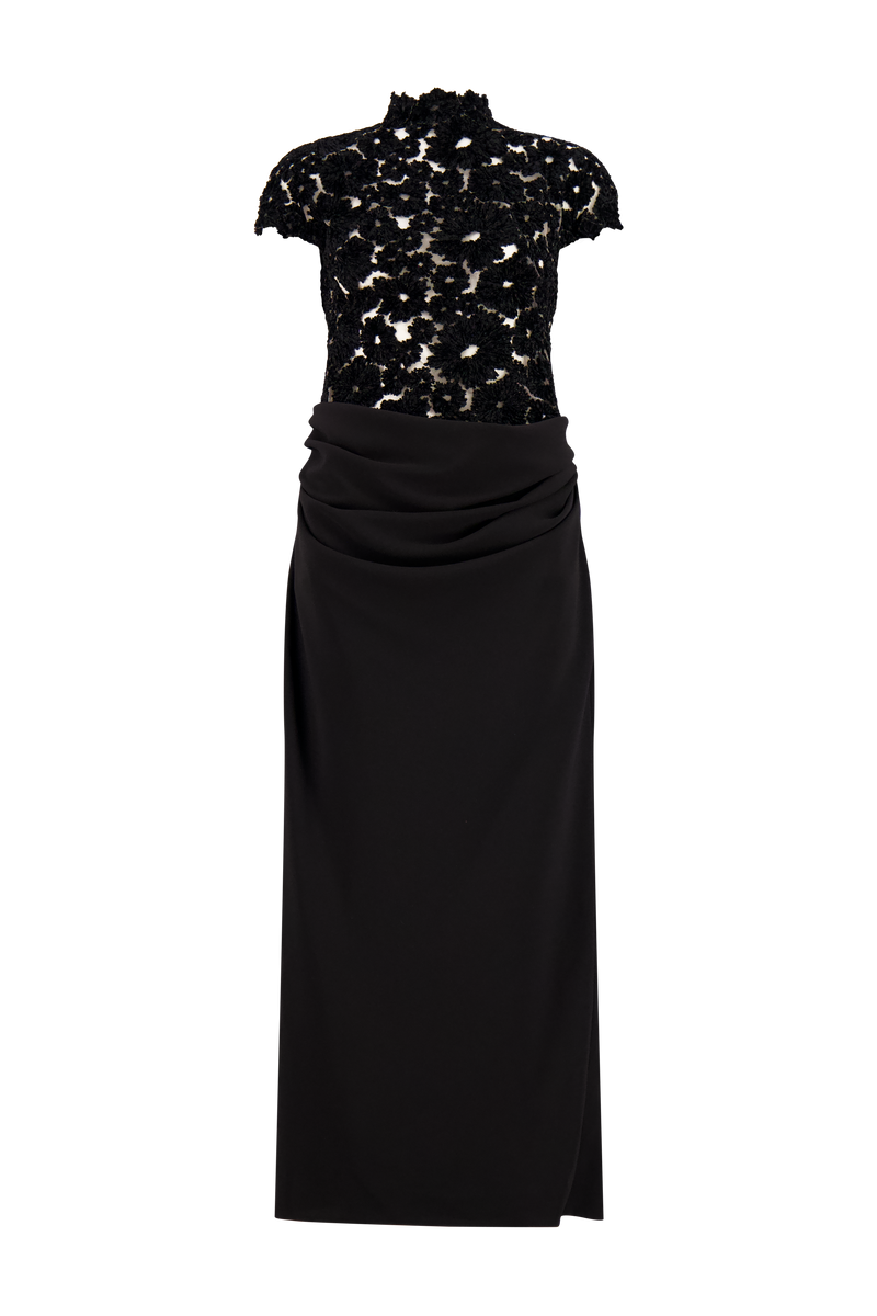 Embroidered Chenille Tulle Cummerbund Dress