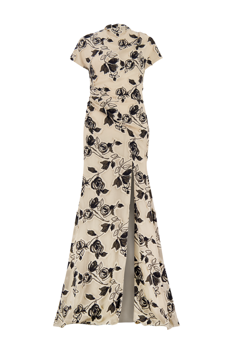 Floral Cut Chiffon Gown