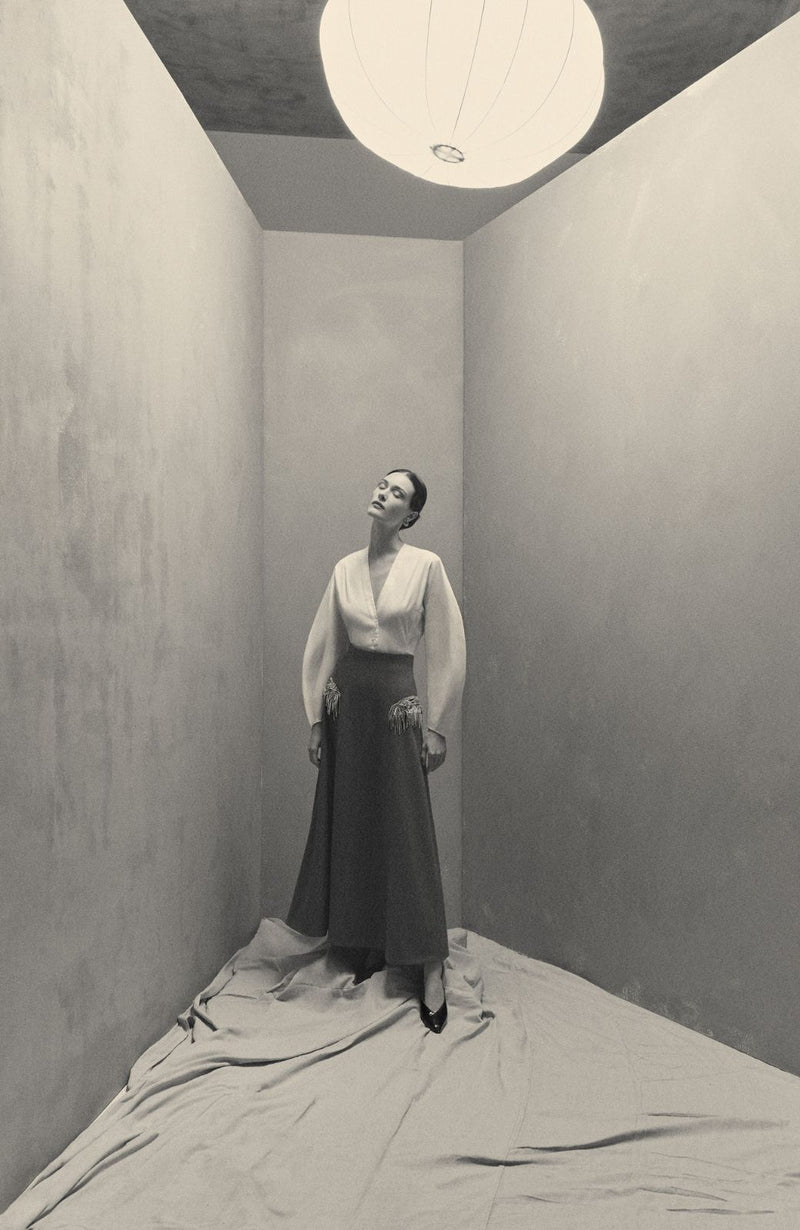 Boiled Wool Coating Seamed Skirt