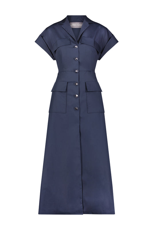 Cotton Poplin Short Sleeve Button Down Midi Dress – Lela Rose