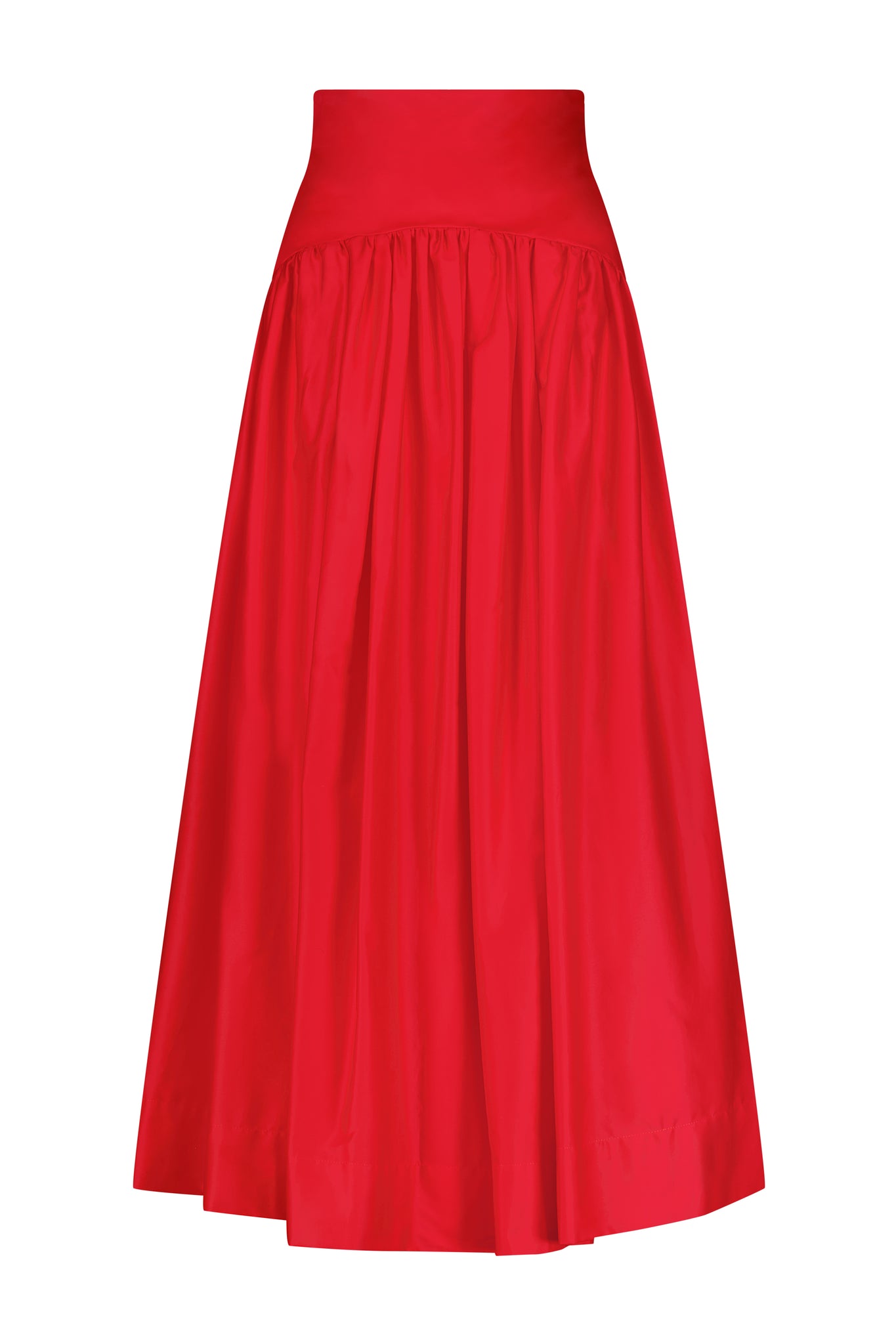 Cotton Poplin Drop Waist Seam Skirt