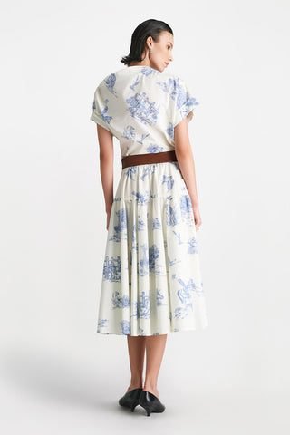 Reyrosa Cotton Leather Belted Skirt