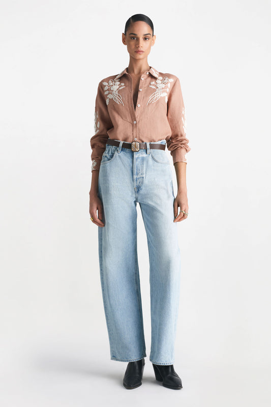 Corded Floral Embroidery Shirt
