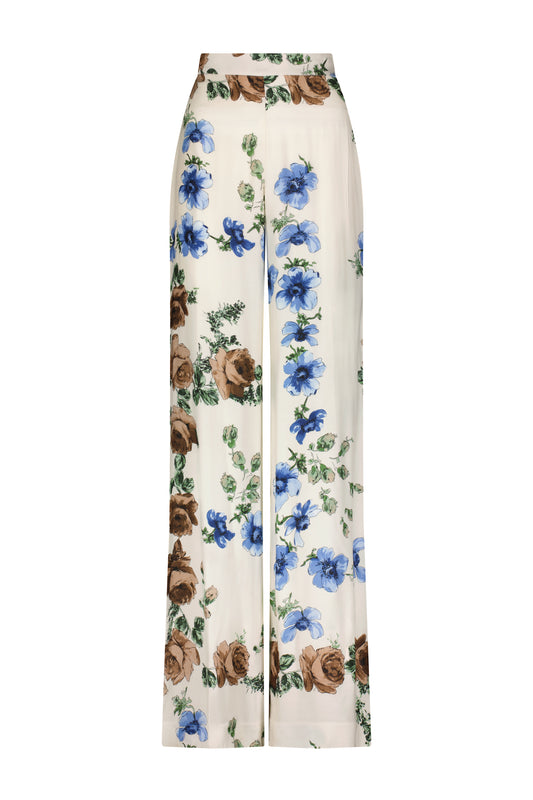 Floral Printed Crepe No Fly Pant