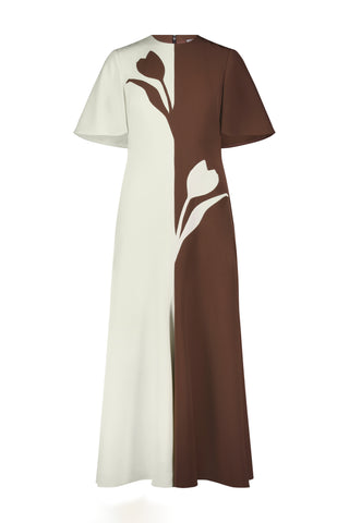 Fluid Crepe Short Sleeve A-Line Dress